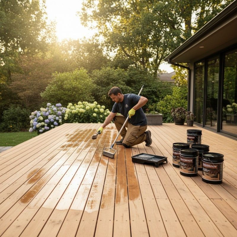 Local Cedar Deck Refinishing pros at work